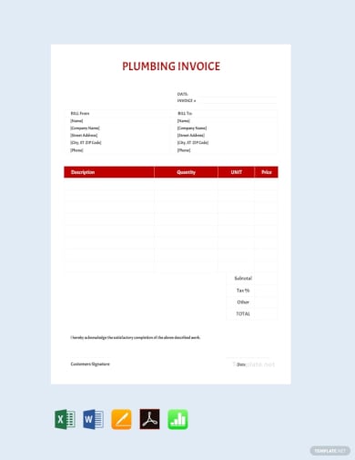 remarkable home plumbing service invoice template