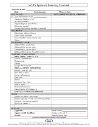 rental tenant screening checklist template