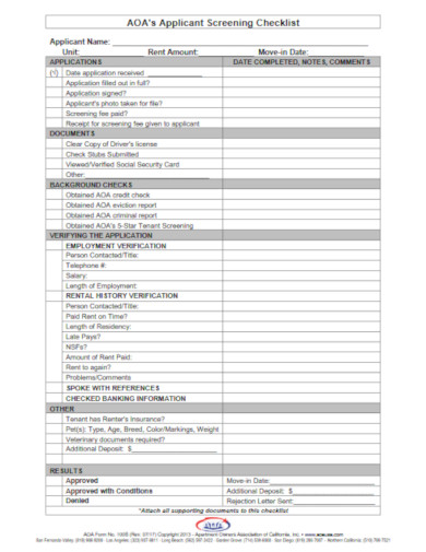 10+ Tenant Screening Checklist Templates - PDF, Word, Google Docs ...