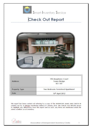 report tenant check out form template