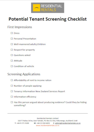 10 Tenant Screening Checklist Templates PDF Word Google Docs  10 Tenant Screening Checklist Templates PDF Word Google Docs
