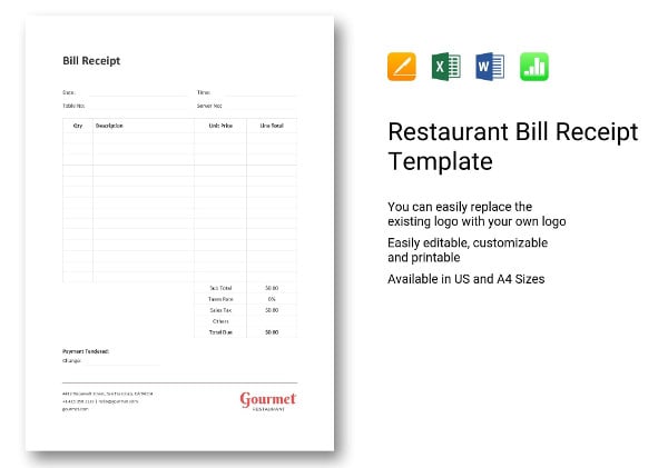 restaurant bill receipt template1