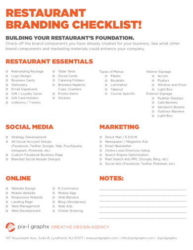 restaurant branding checklist template