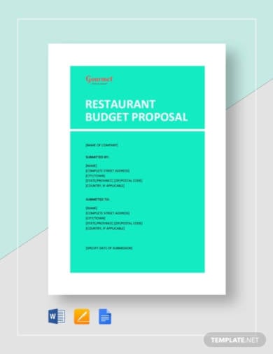 restaurant budget proposal template