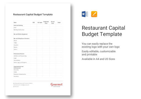 restaurant capital budget template