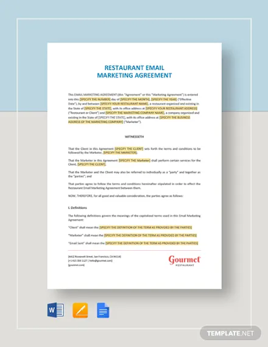 restaurant-email-marketing-agreement-template