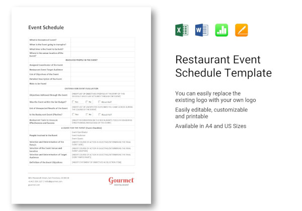 restaurant-event-schedule-template