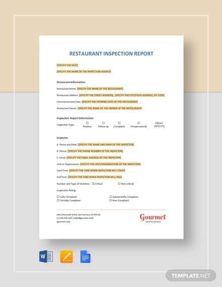 restaurant inspection report