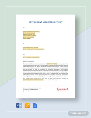 restaurant-marketing-policy-template