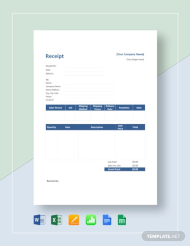 restaurant receipt template