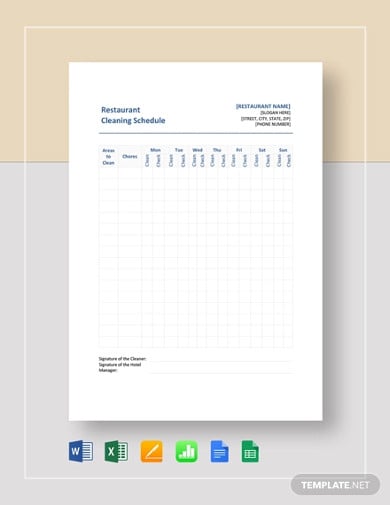 Restaurant Schedule Template 18  Free Excel Word Documents Download
