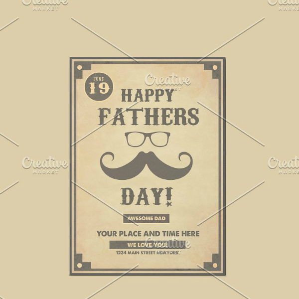 retro fathers day party poster