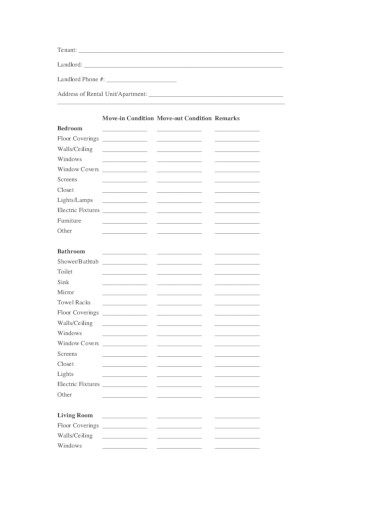 room inventory checklist template