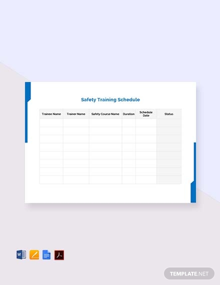 safety training schedule