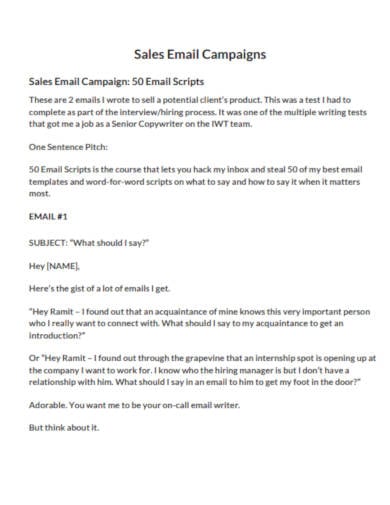 sales email campaign template