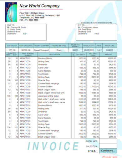 sample billing invoice templates