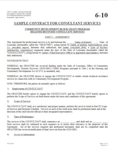 sample contract for consultant services template