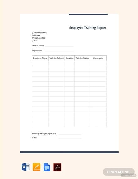 sample employee training report