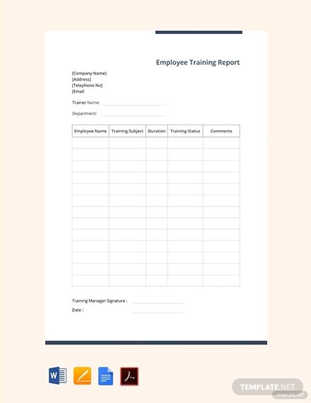 Sample Training Report Templates - Google Docs, MS Word, Pages, PDF