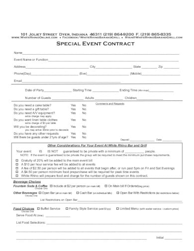 sample event contract form