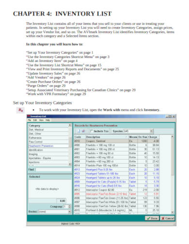 sample inventory list template