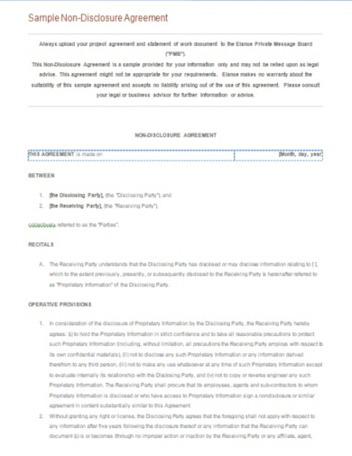 sample legal confidentiality agreement template