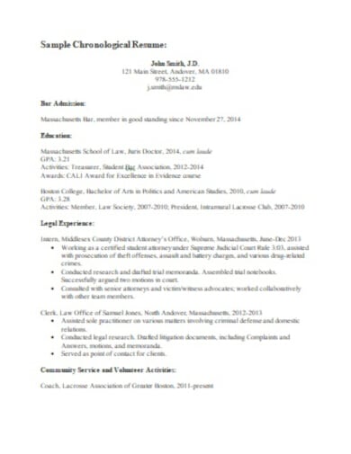 sample legal resume template