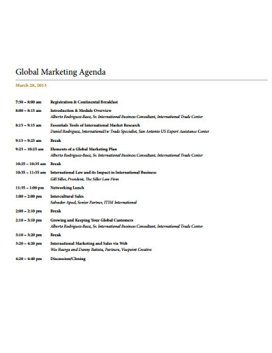 sample marketing agenda template