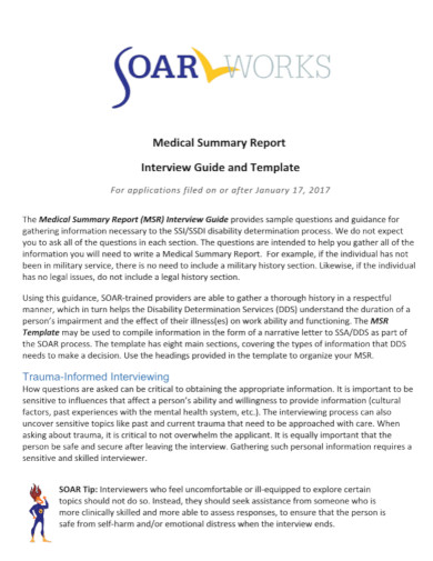 sample medical summary report template