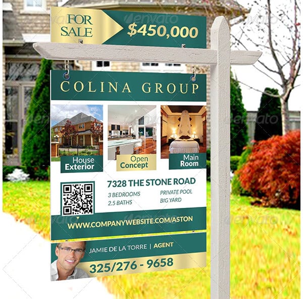 sample real estate sign template in bold colors