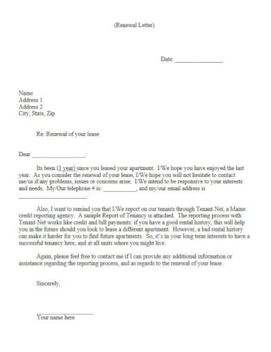 sample renewal letter to tenant template