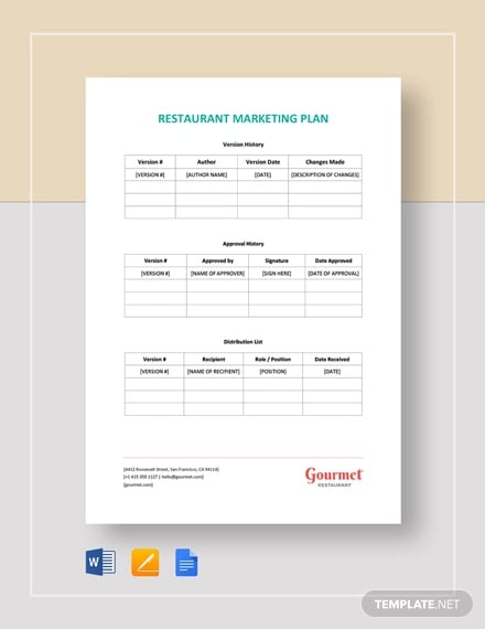sample restaurant marketing plan template