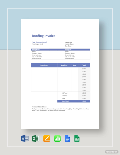 sample roof repair invoice template