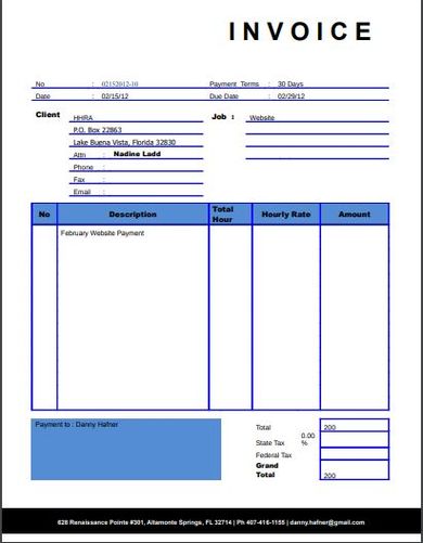 sample self employed invoice