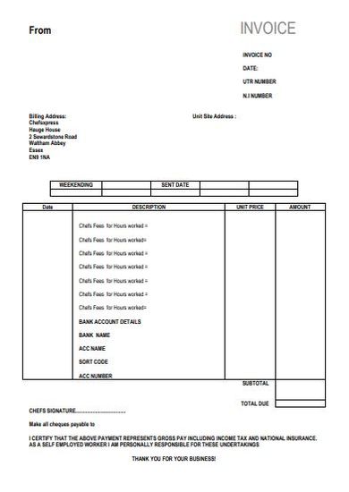9 Self Employed Invoice Templates Excel Word Numbers Pages Pdf