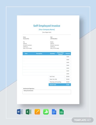9+ Self Employed Invoice Templates - Excel, Word, Numbers ...