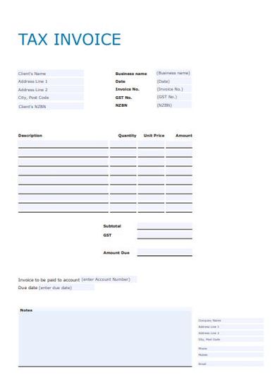 self employed tax invoice