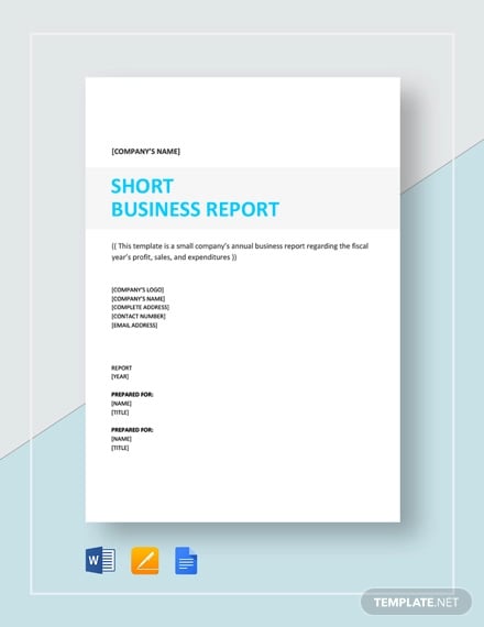 short business report sample template