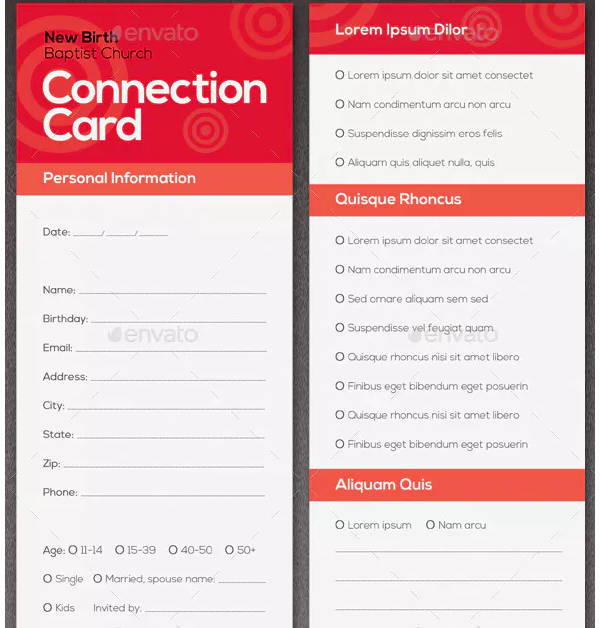 11  Church Connection Card Templates in PSD