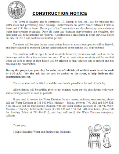 Construction Notice Letter