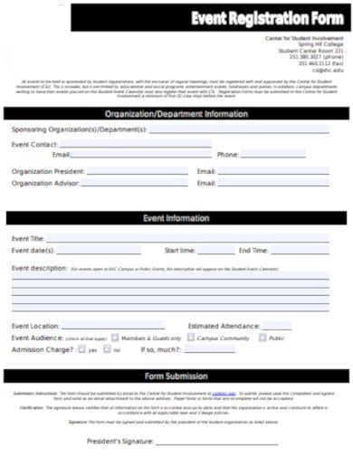 simple event registration form template