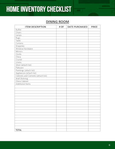 printable household inventory list