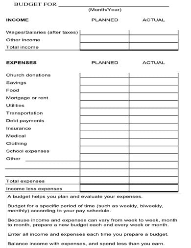 simple household budget management template