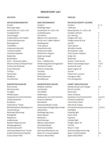 simple inventory list in pdf
