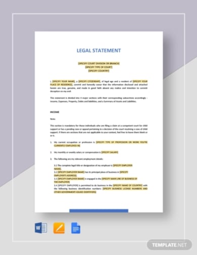 simple legal statement template