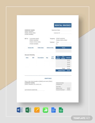 simple rental invoice template