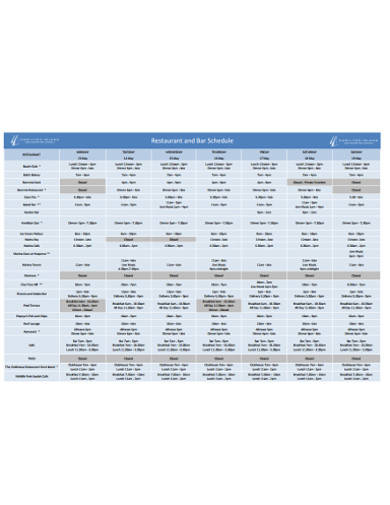 simple restaurant schedule template