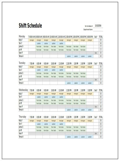 simple shift schedule template2
