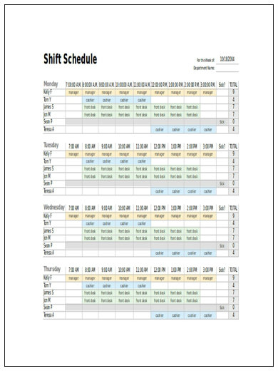 11+ Shift Schedule Templates - Google Docs, Google Sheets, MS Excel, MS ...