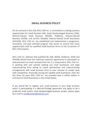 simple small business policy example